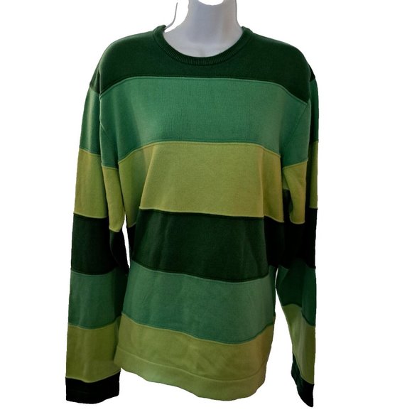 TOMMY HILFIGER SWEATER Sz LARGE COTTON LG SLEEVES ribbed between 3 TONES COLORS - Picture 1 of 7